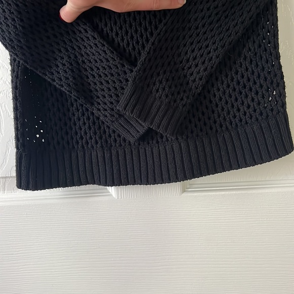90s/Y2K Alloy Black Open Knit Long Sleeve Sweater Top, Sz Medium - Picture 6 of 10